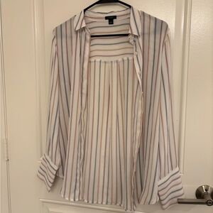 Ann Taylor Multicolor Striped Button-Down Shirt